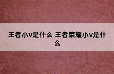 王者小v是什么 王者荣耀小v是什么